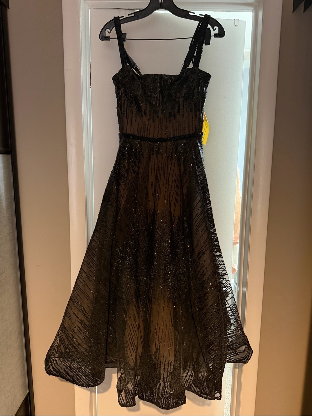 Bronx and Banco Mademoiselle Noir Black Sequin Midi Dress